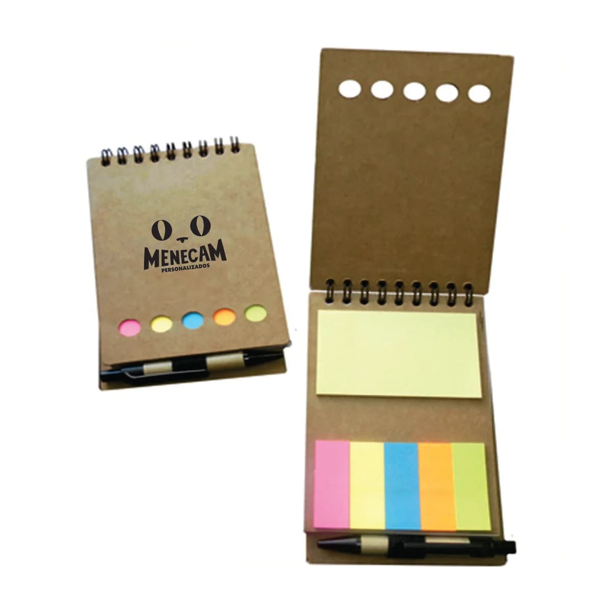 Kit 10 Blocos de Anot. Ecológico, Post it e  Mini caneta 8,8×15,8
