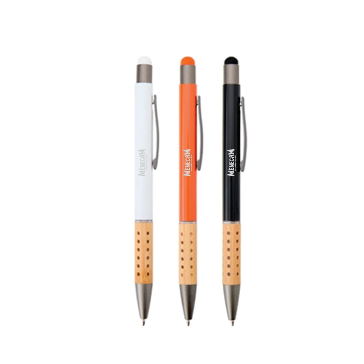 Kit 50 Canetas Metal c/ Bambu e  Ponta Touch